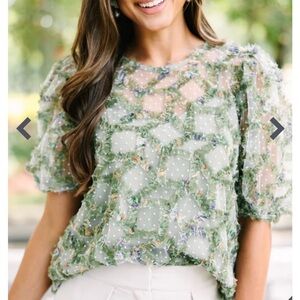 Chic Green Blouse with Textured Fabric and Elegant Design